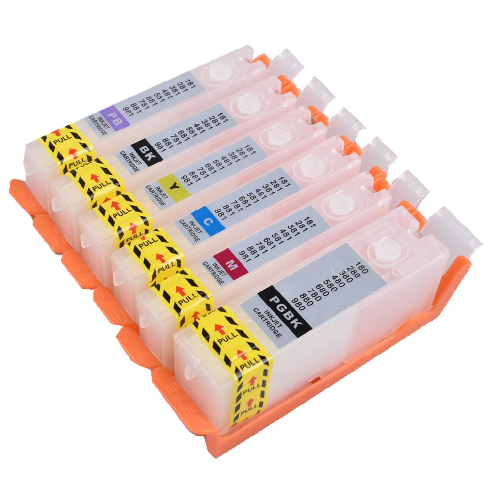 6 color PGI-480 480 481 XXL refillable ik cartridge with Permanent chip for Canon PIXMA TS8140 TS9140 TS8340 Printer