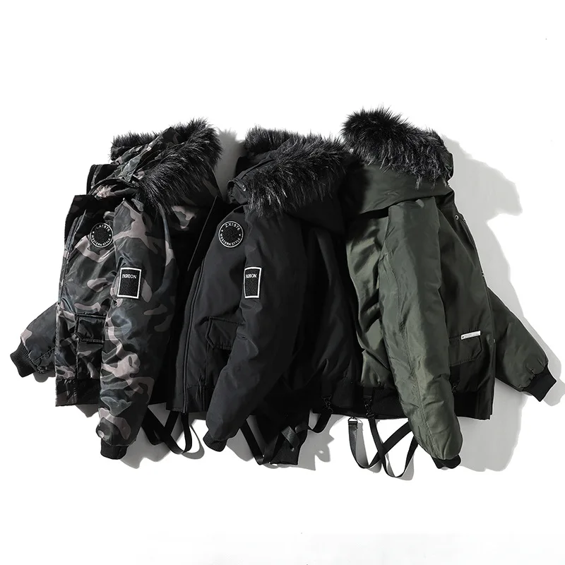 2019 Зимняя Мужская Уличная зимняя куртка камуфляжная теплая парка с капюшоном