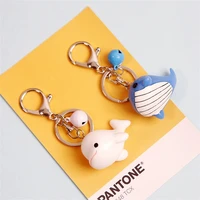 creative cute three dimensional dolphin blue whale car keychain girl little bell pendant men womens couple backpack bag jewelry