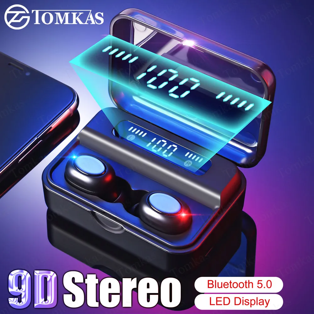TWS, беспроводные наушники, светодиодный дисплей, 2000 мА/ч, 5,0, Bluetooth наушники, водонепроницаемые наушники для телефона, спортивные, беспроводные Bluetooth гарнитуры