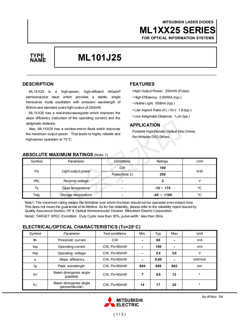 5 шт. Мицубиси ML101J25 TO18-5.6mm красный 650нм 658нм 100 мВт лазерный диод олово-контактный