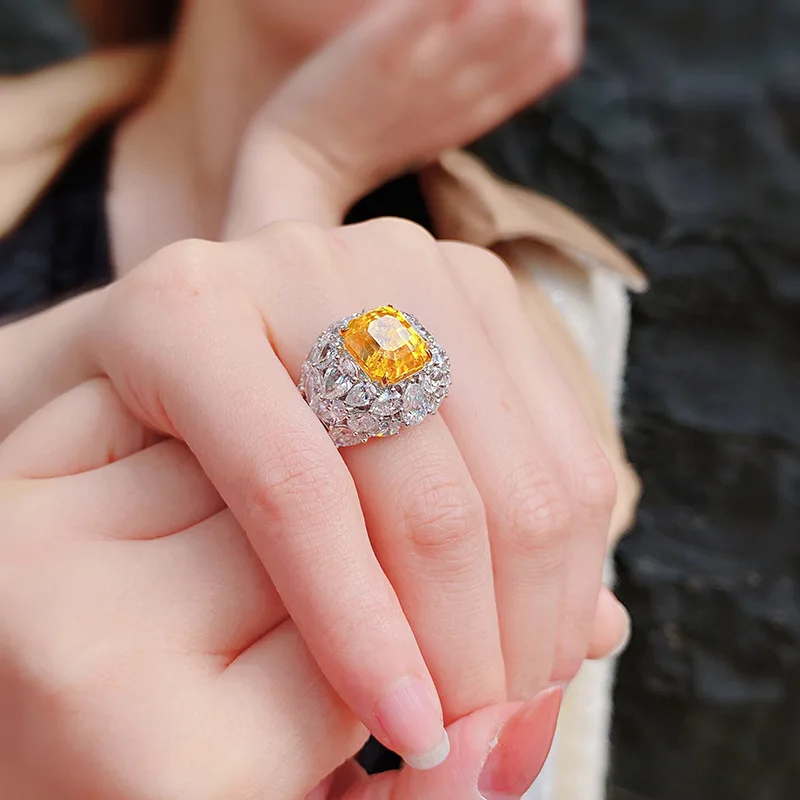 

14K Gold Jewelry Natural Yellow 2c diamond Gemstone Ring Women Fine Anillos De Bizuteria Wedding Bizuteria 14K Gold Rings Female