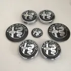 7 шт.компл. ALFA ROMEO black Автомобильная эмблема колпачки на колпачки передний колпачок значок задний багажник стикер 2x74 мм, 4x60 мм, 1x40 мм