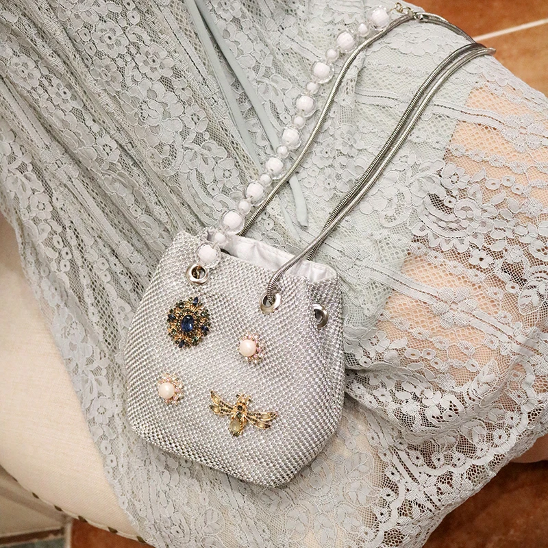 Женская сумка ручной работы с жемчугом и бриллиантами 2020|Сумки ручками| |