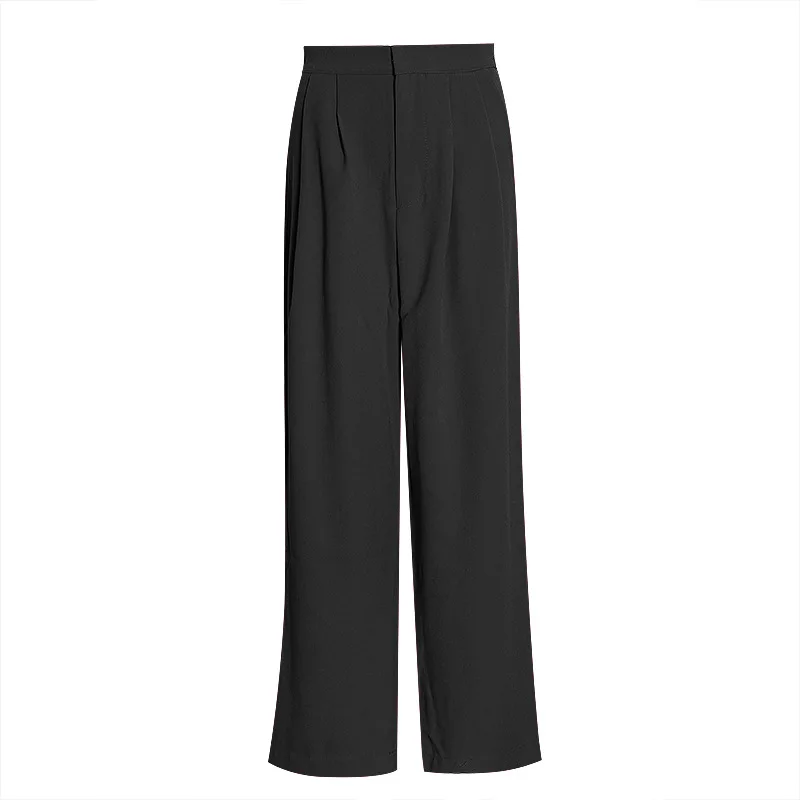 

"VGH" new women's high waist solid color slim wide leg pants fashionable casual pants women tide