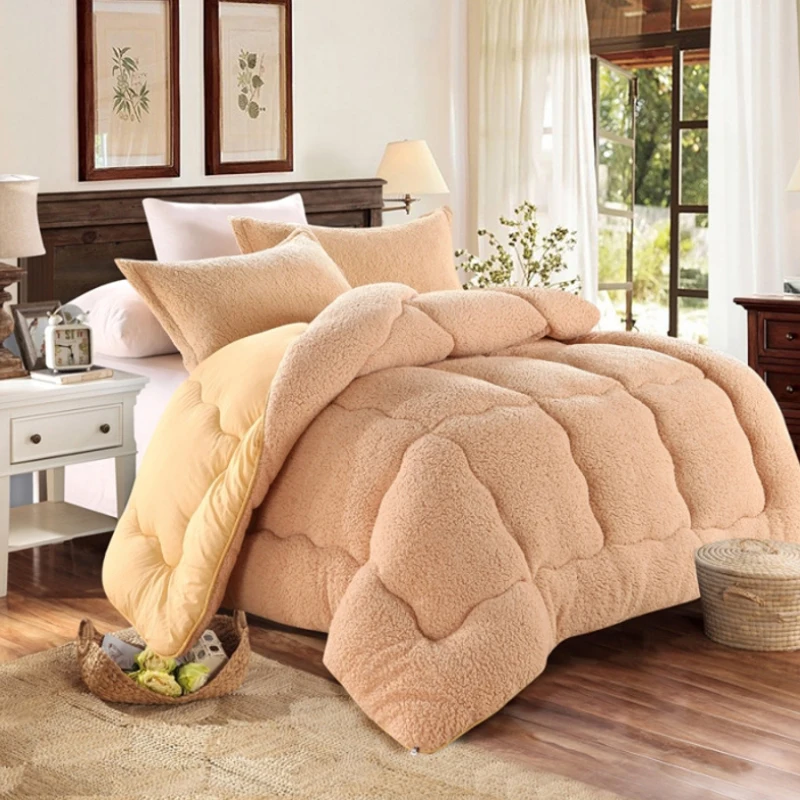 

Promotion Special Offer Thicken Warm Winter Quilted Quilts Lamb Velvet Comforter Cashmere Down Blanket Single Double Queen