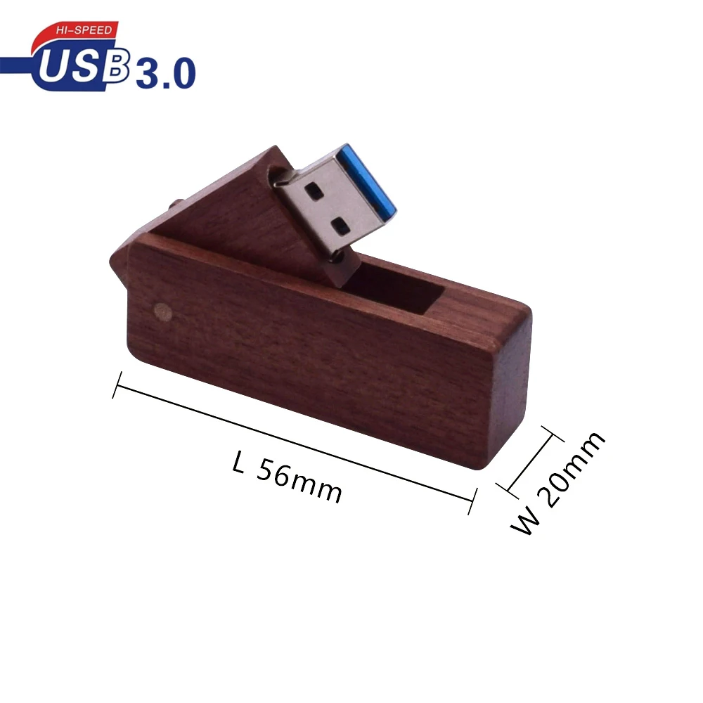 

USB 3.0 LOGO Customized Rotating Wooden Usb Flash Drive 4GB 8GB 16GB 32GB 64GB Memory Stick Photography Wedding Gifts pen drive