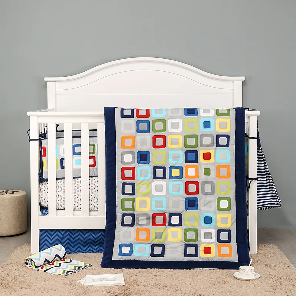 9 шт. Комплект постельного белья для малышей с вышивкой красочные постельные