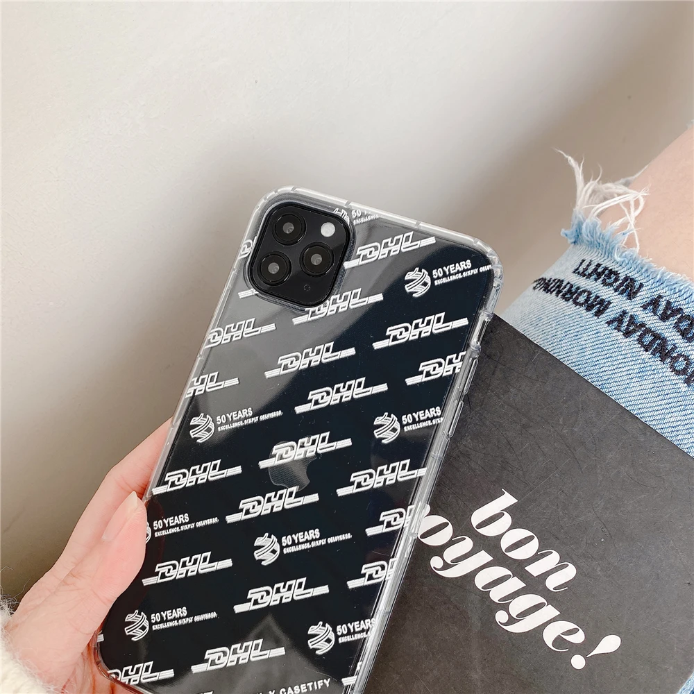 

Express 50th DHL Label Case for iPhone 12 11 Pro X XS Max XR 7 8 6 plus SE2 Invoice Tags Bar code Letter Clear Soft Cover