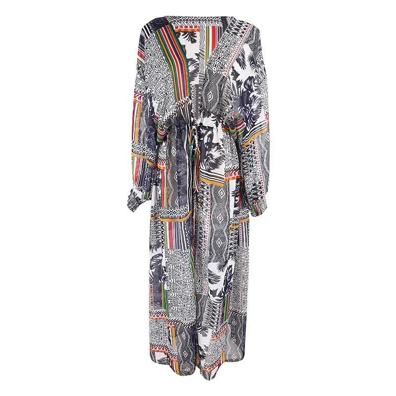 Cover Ups Dress Beach Women's Outings 2020 Woman Outlet Tunic Large Size Zhangs Blue Chiffon Loose Outside Smock Swimsuit | Женская