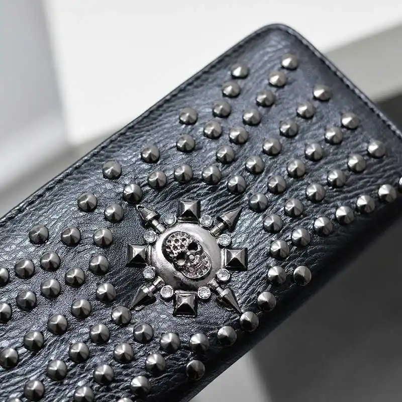 2021 женский кошелек с черепом cartera mujer Новый винтажный кожаный Длинный клатч
