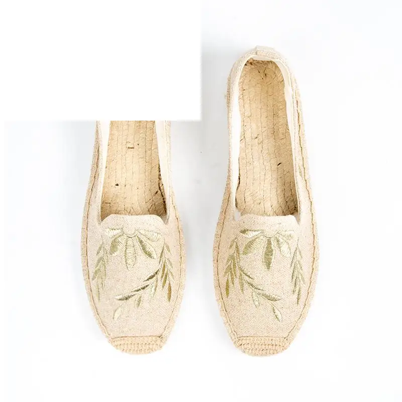 

Shoes Woman Flats Round Toe Flax Tennis Female Slip-on Casual Sneaker Dress New Linen Breathable Slip On Lace-Up Solid Slip-On F