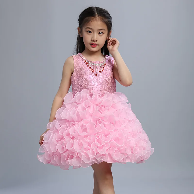 lace pink Модное пышное платье; одежда для маленьких девочек; летнее кружевное бальное платье с цветочным рисунком для девочек; белое, розовое Пышное Платье-пачка для детей - Цвет: lace pink