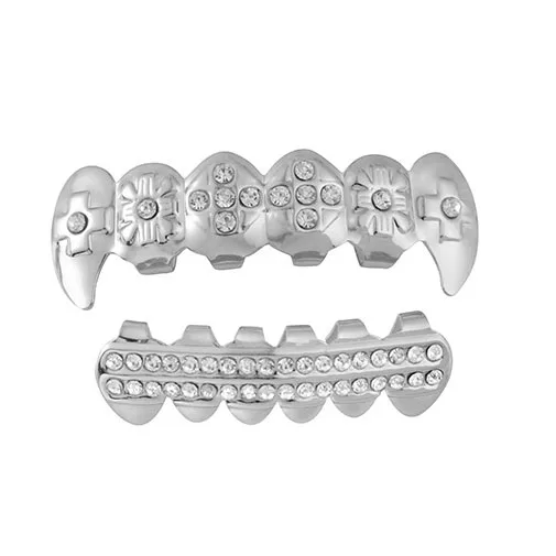 Панк серебро/золотые зубы Grillz хип-хоп грили зубной рта модные зубы шапки Косплей вечерние рэпперы грили зубы Ювелирные изделия Подарки