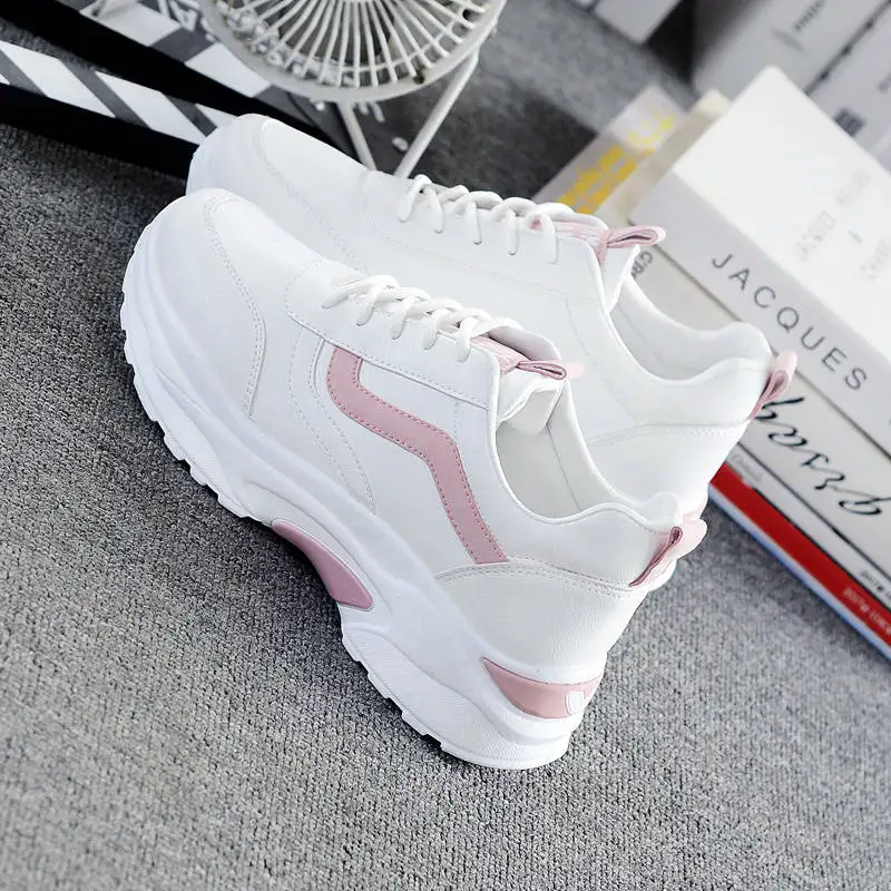 

Women Vulcanize Shoes Casual Fashion 2020 New Woman Comfortable Breathable White Flats Female Platform Sneakers Chaussure Femme