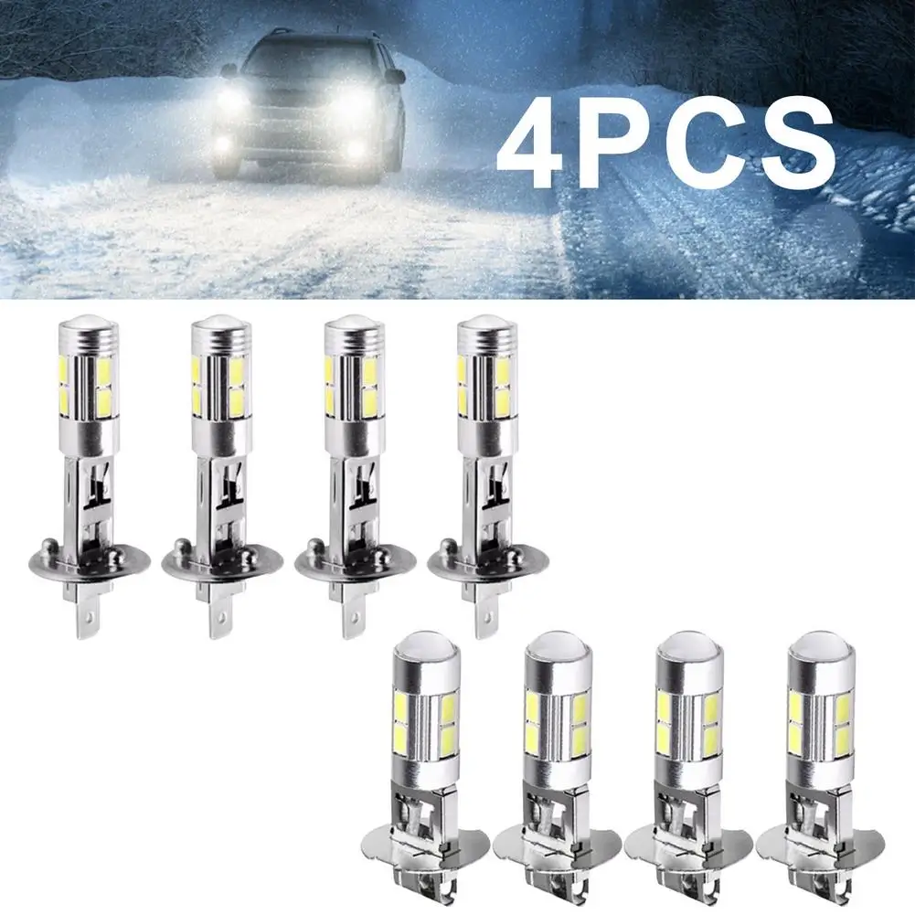 

4 шт., Автомобильные светодиодные фары H3 H1 5630 10SMD, 12 В
