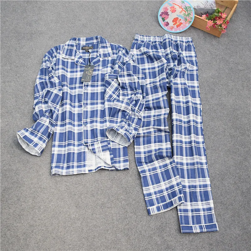 Pajamas for men Autumn long sleeve Flannel cotton Woven Comfortable sleepwear Men