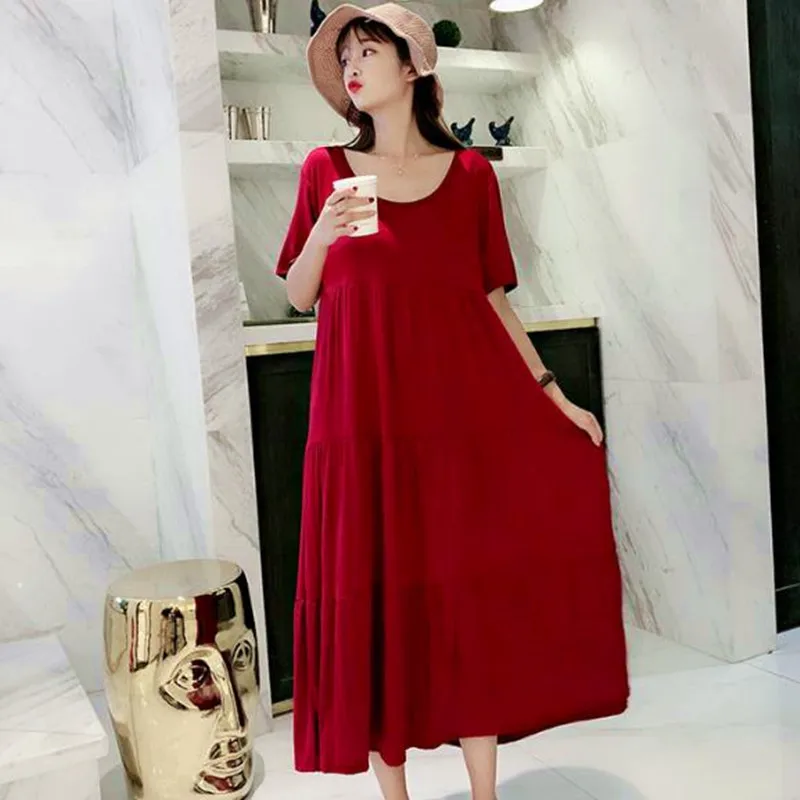 Modal cotton nightwear dress new loose ladies nightdress summer long night dress women nightgown female casual sleepwear shirt