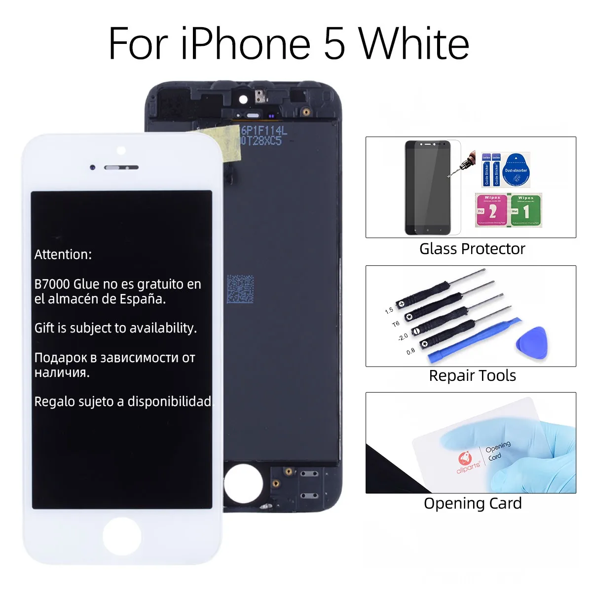for iP5 White Дисплей для iPhone 5S LCD в сборе с тачскрином на рамке для iPhone 5 LCD 5C 5SE черный белый - Цвет: for iP5 White