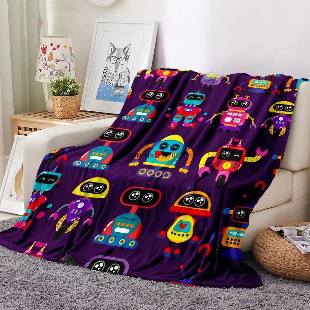 

Cartoon Car Robot Flannel Soft Fluffy Blanket Boy Girl Gift Travel Camping Office Warm Bedspread Super Soft Warm Blanket