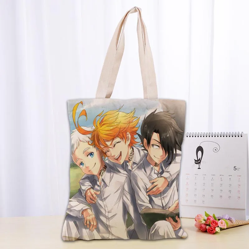 Аниме Yakusoku No Neverland сумка-тоут из хлопчатобумажной ткани сумки для покупок на