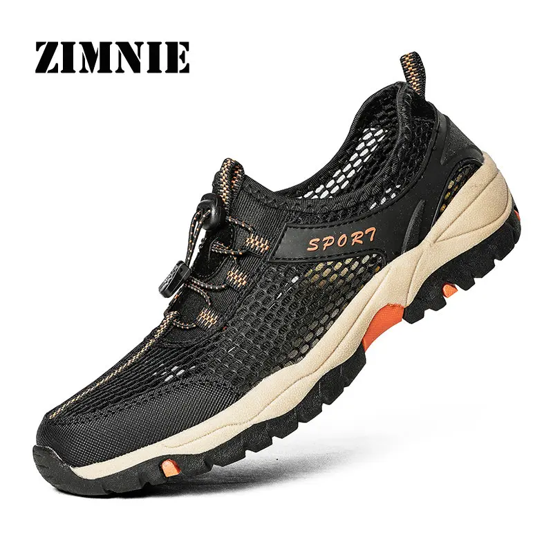 

ZIMNIE Summer Hiking Shoes Outdoor Mesh Sport Shoes Slip On Men Shoes Breathable Climbing Trekking Shoes Wading Shoes Size 38~46