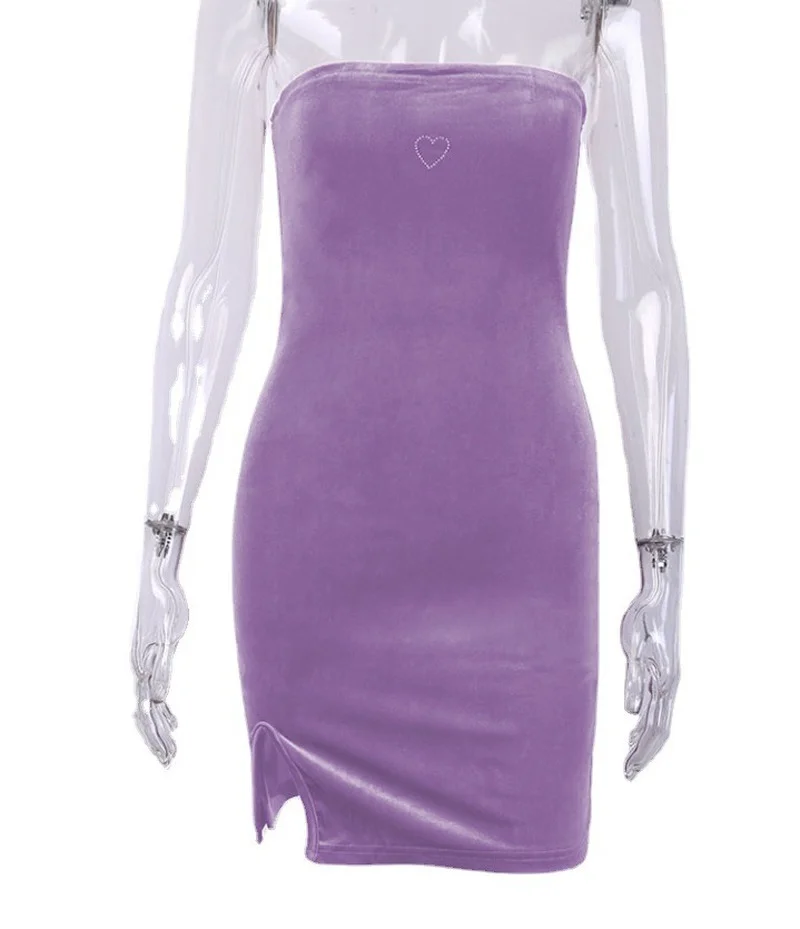 

2021 Spring New Women's Gold Velvet Hot Diamond Wrapped Chest Bag Hip Backless Dress Dresses for Women