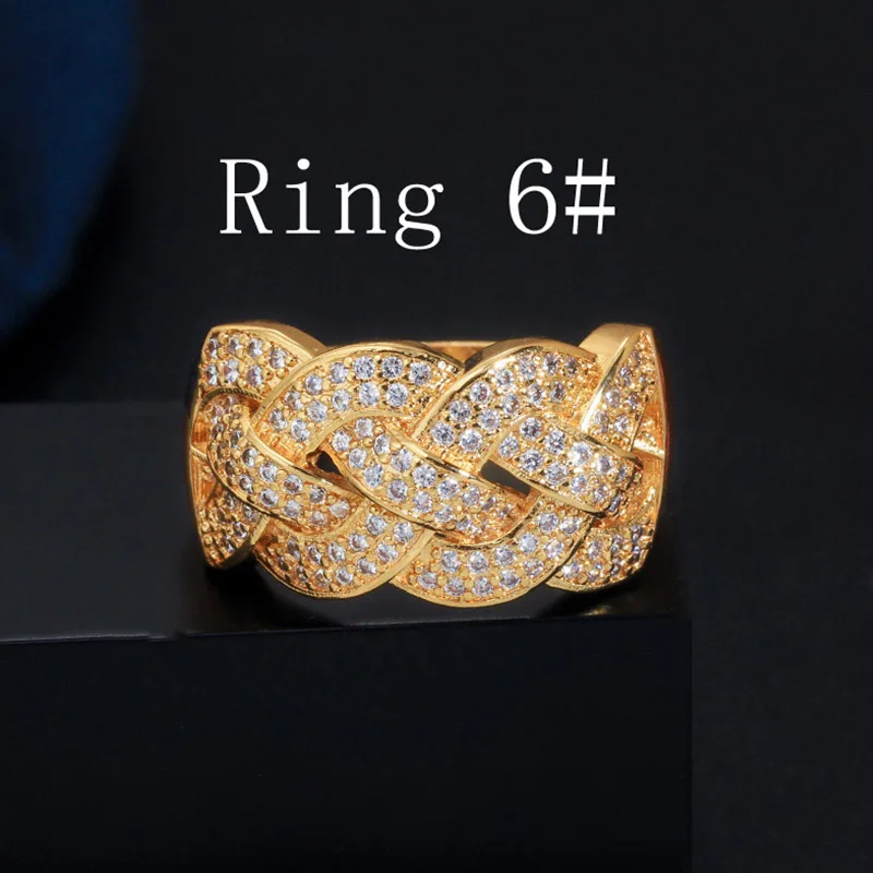 Yellow Gold 6 Pera, кубический цирконий, женские золотые ювелирные изделия, большой массивный широкий браслет, браслет, кольцо, набор для роскошного свадебного костюма, аксессуары Z054 - Окраска металла: Yellow Gold 6