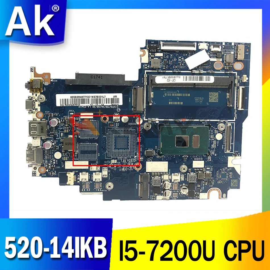 

CIUYA YB SA SB SD LA-E541P 5B20N67526 For Lenovo Yoga 520-14IKB Flex 5-1470 Laptop Motherboard I5-7200U CPU DDR4