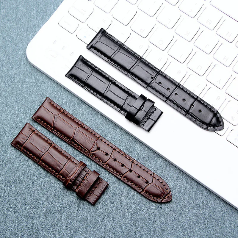 Genuine leather bracelet black brown color watch strap Butterfly Clasp watchband sized in 12 14 16 18 20 21 22mm 23mm watch band
