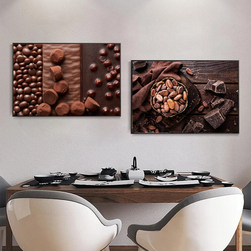 Горький темный шоколад с орехами и какао-бобами домашняя кухня плакаты принты