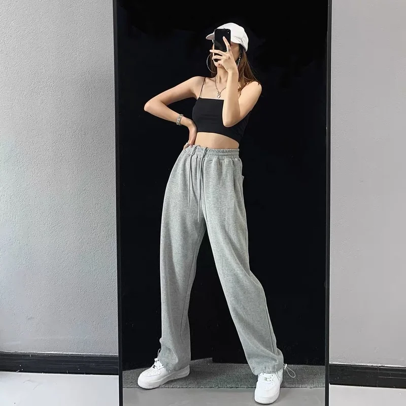 

Women Korean Style White Joggers Sweatpants Women Baggy Autumn Oversize Gray Jogging Sports Pants Harajuku Wide Leg Trousers