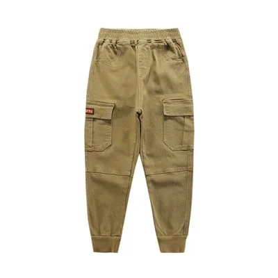 Джинсы детские спортивные с большими карманами повседневные свободные штаны из