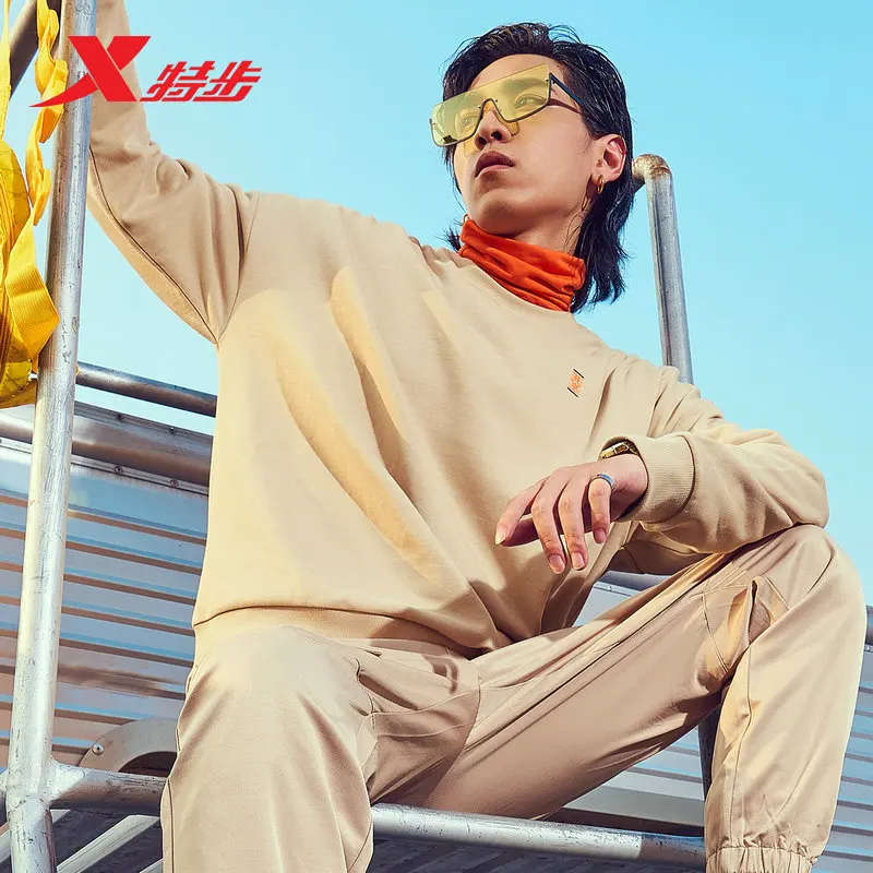 Xtep Мужская толстовка модная повседневная трендовая спортивная рубашка черного