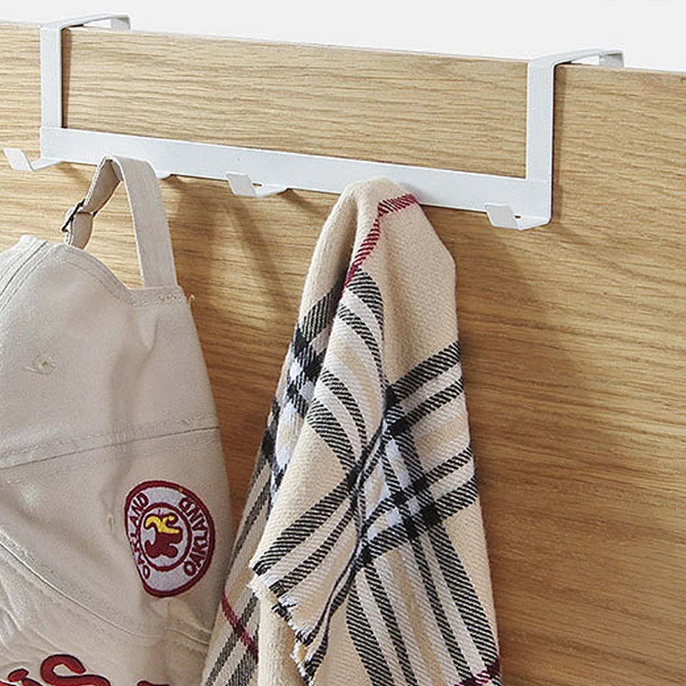 

5-Hooks Wall-Mounted Door Back Door Hooks Bathroom Kitchen Space Saving Storage Rack Tidy Clothes Hat Home Rack Home