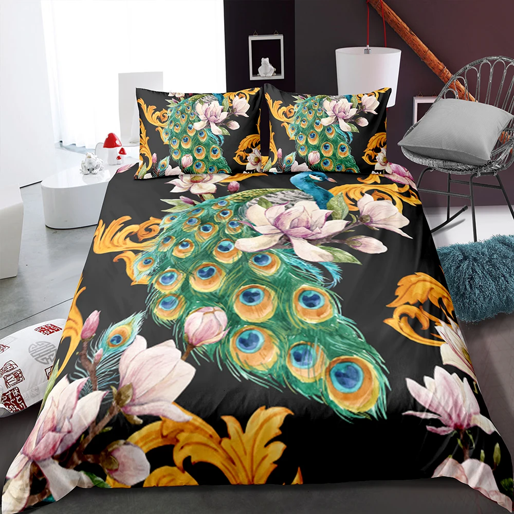 Постельное белье для спальни в китайском стиле синее фиолетовое одеяло с принтом