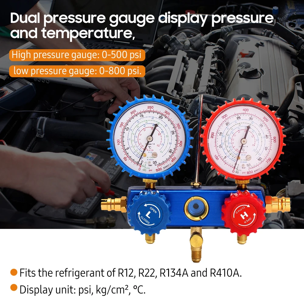 

3 позиционный переключатель, AC/вентиляции и кондиционирования манометр набор высокой/низкой Давление Охлаждения Датчика R12 R22 R134A R410A датчик ...