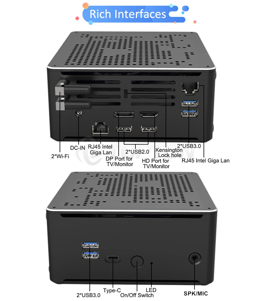Topton новый Intel мини ПК Core i5 i7 i9 9880H 2 Lans Windows 10 * DDR4 64 Гб NVME M.2 микро Мини компьютер 4K HTPC DP