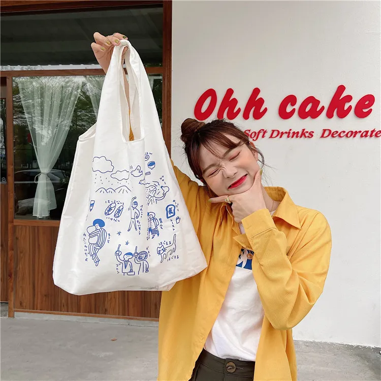 

Simple Girls Student Shoulder Bag Large Capacity Women Shopping Bag Messenger Bags Cute Ladies Cloth Canvas Handbags Casual Tote
