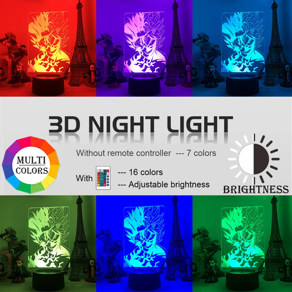 3D лампа Аниме Черный клевер Аста светильник для детей декор спальни ночник