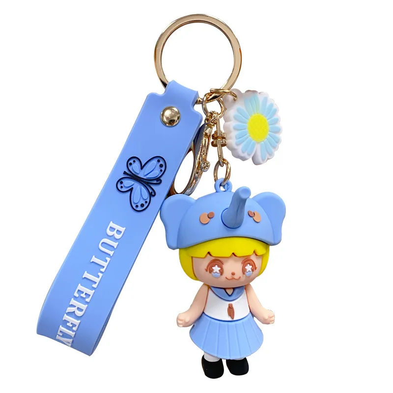 

Cartoon Cute Little Elephant Keychains Fashion Bag Pendant Trend Drop Glue Key Chain Lovers Accessories Personality Car Keyrings
