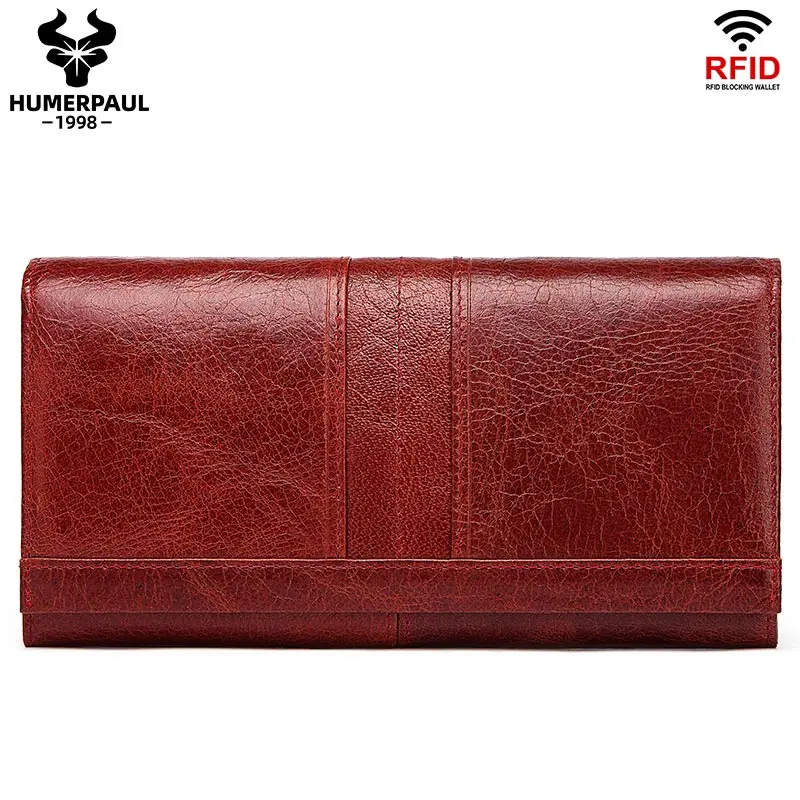 

HUMERPAUL Women Wallets Fashion Long Style High Quality Card Holder Classic Female Clutch Money Bag Cowhide Wallet For Girls