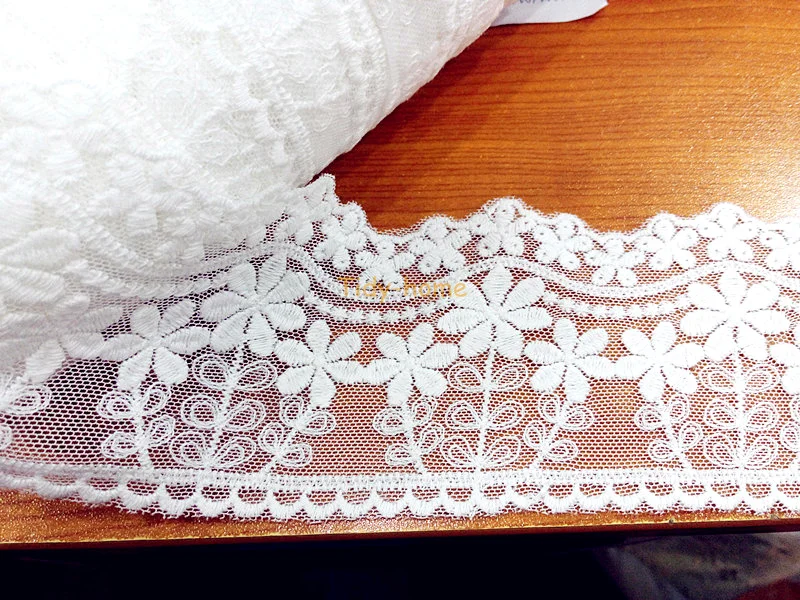 1 ярд 7 см Цветочная белая вышивка хлопок кружевная отделка Ткань Мягкое милое