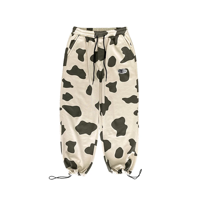 

Men Pants Winter Thicken Cow Print Drawstring Oversize 3XL Mens Sweatpants Outwear Bottoms Track Causal All-match Cozy Ins Chic