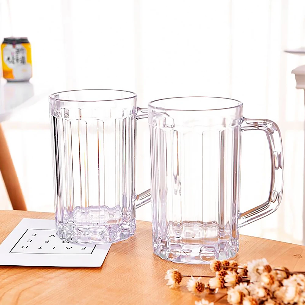 

500ML Transparent Beer Mug Plastic Unbreakable Breakfast Milk Coffee Juice Water Cup Barware Drinkware for Home Party Bar KTV