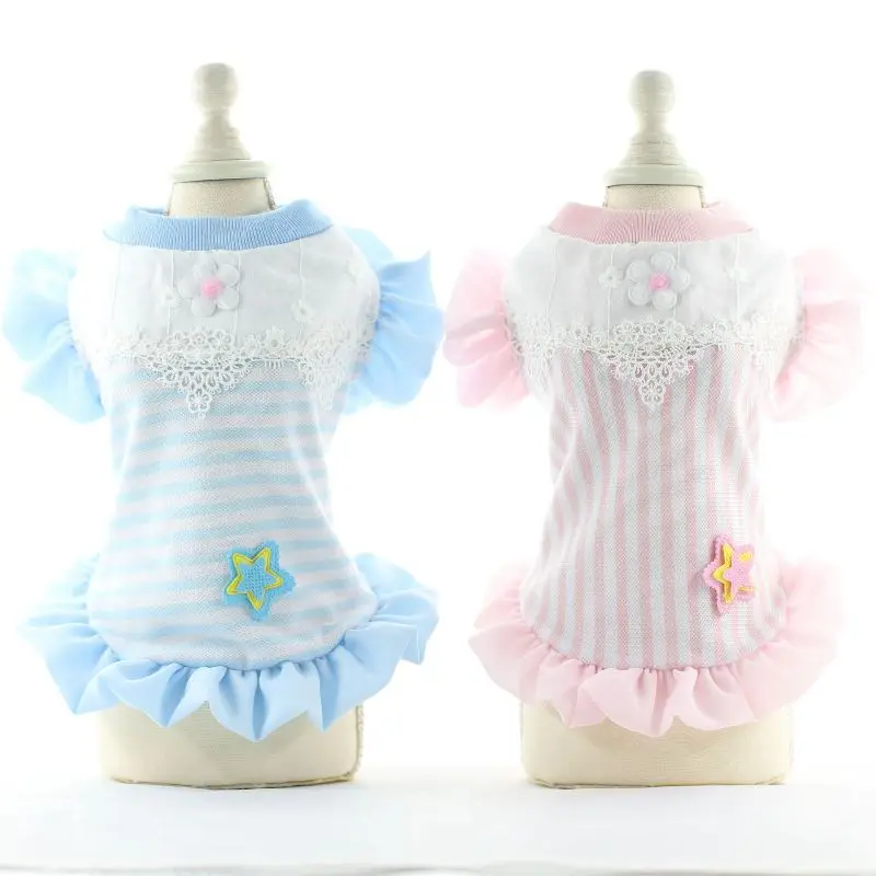 Платье жилет для собак в полоску летняя одежда из 100% хлопка кошек чихуахуа