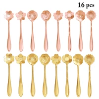 new 16pcs stainless steel coffee mixing spoon flower tea spoons kitchen hot drinking tableware