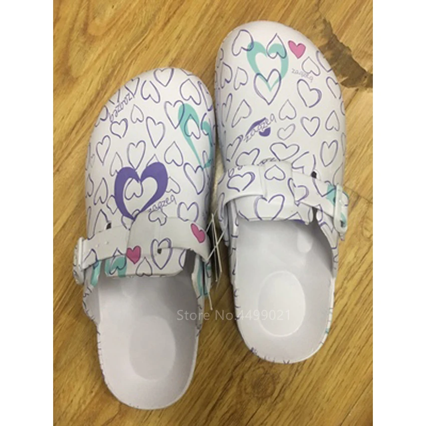 

Scrubs Uniforms Breathable Women Men Veterinary Operating Room Work Wear Shoes Laboratory Spa Printes Sandals Slippers Non-slip