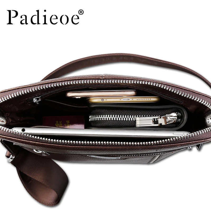 Padieoe модная Роскошная брендовая мужская сумка из натуральной кожи повседневная