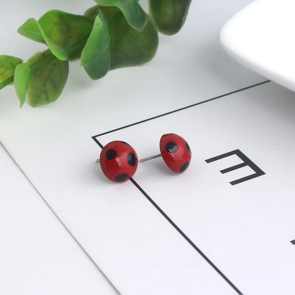 Милые серьги с божьей коровкой божья коровка черная кошка черный цвет океан